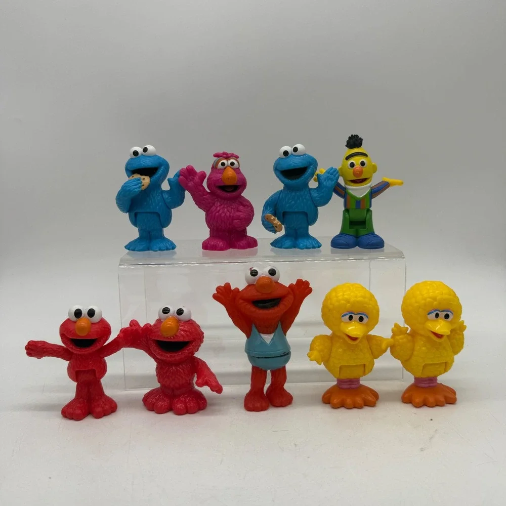 Sesame Street Figure Lot Elmo Cookie Monster Big Bird Bert Telly 9pc PVC